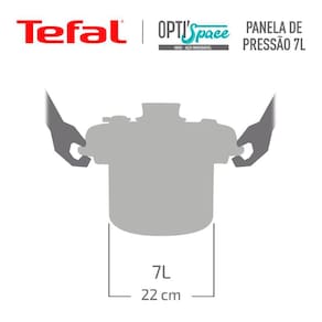 Panela de Pressão T-FAL Opti’Space em Inox com Cesto Vapor - 7 L