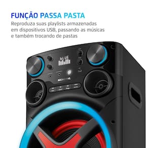 Torre de Som Amplificada Mondial TM-2200 com Bluetooth, Função Passa Pasta e Integração com Guitarra e Microfone Bivolt - 2200W