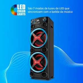 Torre de Som Amplificada Mondial TM-2200 com Bluetooth, Função Passa Pasta e Integração com Guitarra e Microfone Bivolt - 2200W