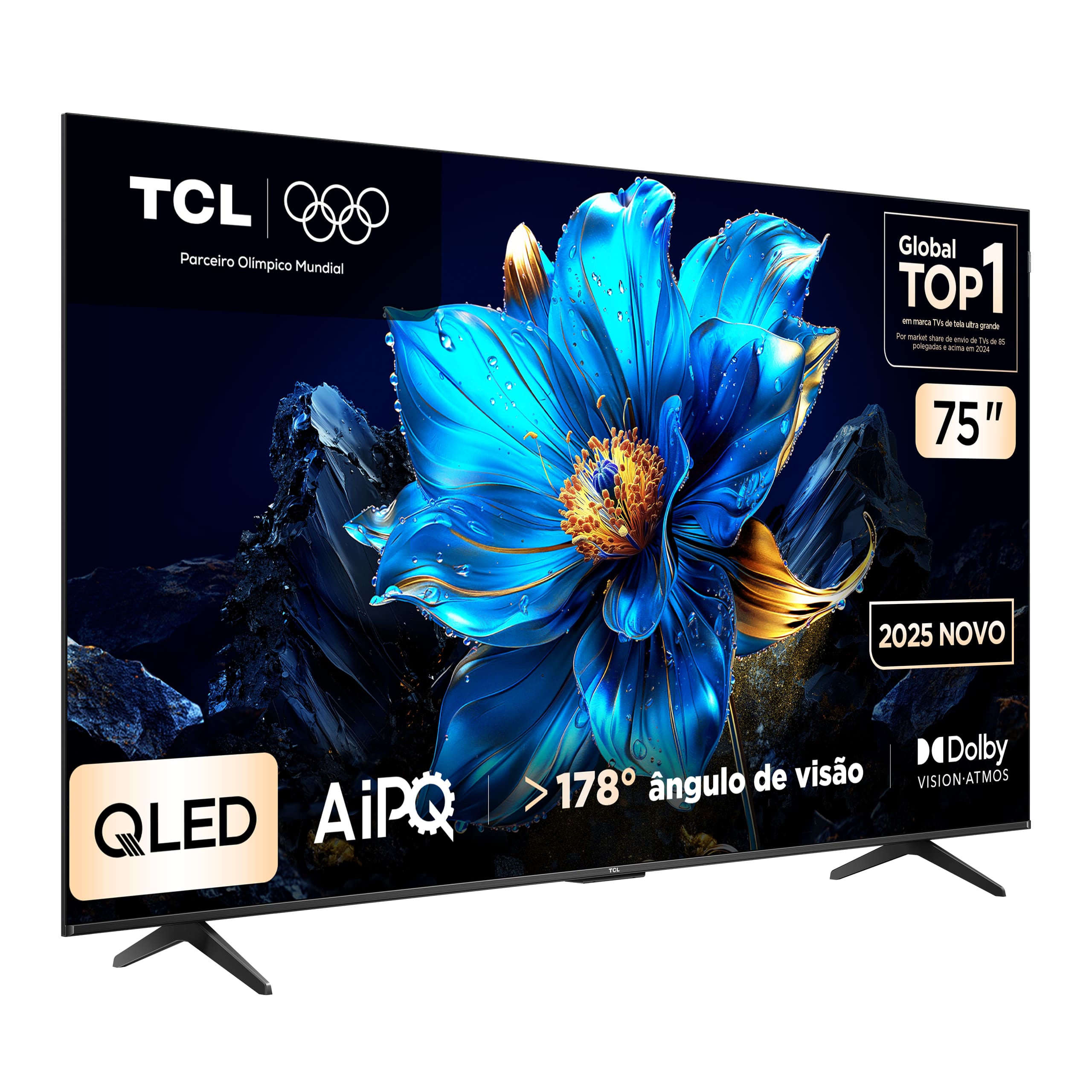 Smart TV 75” TCL QLED 4K Ultra HD 75P7K com Sistema Operacional Google TV, HDR10+, HDMI 2.1, Chromecast built-in, Dolby Vision e Atmos - 1