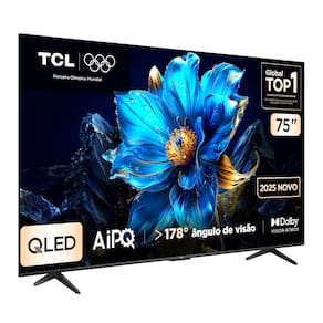 Smart TV 75” TCL QLED 4K Ultra HD 75P7K com Sistema Operacional Google TV, HDR10+, HDMI 2.1, Chromecast built-in, Dolby Vision e Atmos