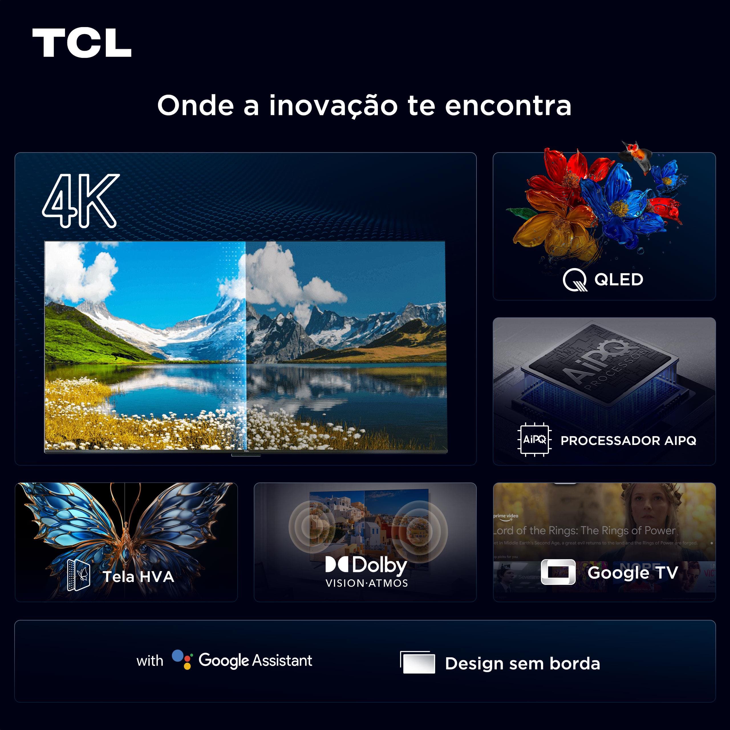 Smart TV 75” TCL QLED 4K Ultra HD 75P7K com Sistema Operacional Google TV, HDR10+, HDMI 2.1, Chromecast built-in, Dolby Vision e Atmos - 2