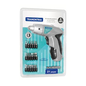 Parafusadeira Tramontina 1/4" para Uso Doméstico a Bateria Ni-Cd 4,8 V - 21 Peças - PARAFUSADEIRA 1/4" TRAMONTINA 21 PECAS - 2