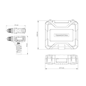 Parafusadeira Furadeira com Maleta e Bateria 10,8 V - 30 peças - PARAFUSADEIRA/FURADEIRA 10,8V TRAMONTINA BAT. 30P - 3