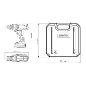 Parafusadeira Furadeira Tramontina com Maleta e Bateria 12V - 16 Peças - PARAFUSADEIRA/FURADEIRA 12V TRAMONTINA BATERIA 16P - 3