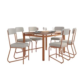 Conjunto Mesa Jantar Fabone Nagoia 6 Cadeiras Mesa Retangular 136x80cm Aço Carbono - COBRE - 1