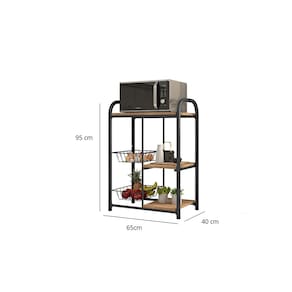 Fruteira Multiuso Fabone Aspen 2 Cestas Aço Carbono Pintura Epóxi 3 Prateleiras BP Preto Fosco - 1