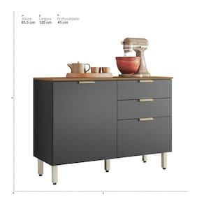 Balcão Demóbile Aspen com 2 Portas, 2 Gavetas e 1 Prateleira - 120cm de largura