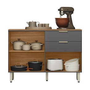 Balcão Demóbile Aspen com 2 Portas, 2 Gavetas e 1 Prateleira - 120cm de largura