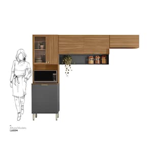 Cozinha Compacta Demóbile Aspen com 6 Portas e 2 Prateleiras - 250cm de largura