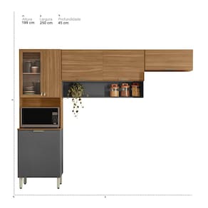 Cozinha Compacta Demóbile Aspen com 6 Portas e 2 Prateleiras - 250cm de largura