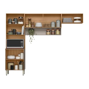 Cozinha Compacta Demóbile Aspen com 6 Portas e 2 Prateleiras - 250cm de largura - Amêndola/Nude - 2