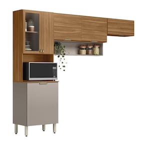Cozinha Compacta Demóbile Aspen com 6 Portas e 2 Prateleiras - 250cm de largura - Amêndola/Nude - 3