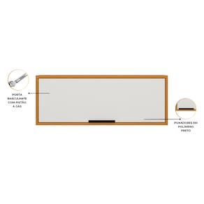 Armário Aéreo Poliman Ravena 80cm 1 Porta Basculante Pistão a Gás Freijó Off White Acetinado - 2