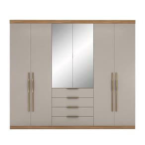 Guarda-Roupa Demóbile Giardino com 6 Portas e 4 Gavetas - 262,2 de largura - Amêndola/Nude - 1