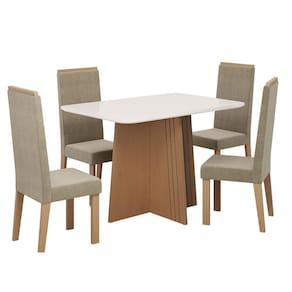 Conjunto de Mesa Sonetto Isa 120cm 4 Cadeiras Tampo de Vidro Veludo Estofado Design Moderno Sofisticado Mel Off White Caramelo - 2