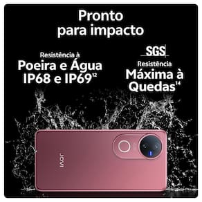 Smartphone JOVI V50 5G Vermelho Âncora 512GB, 12GB RAM, Snapdragon 7 Gen3, Tela 6.77” Amoled 120Hz, Câmera Dupla 50MP, Android 15 e IP69