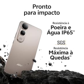 Smartphone JOVI V50 Lite 5G Preto Eclipse 256GB, 8GB RAM, Dimensity 6300, Tela AMOLED 6.77" 120Hz, Câmera Traseira 50MP, Android 15 e IP65