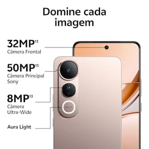 Smartphone JOVI V50 Lite 5G Ouro Titânio 256GB, 8GB RAM, Dimensity 6300, Tela AMOLED 6.77" 120Hz, Câmera Traseira 50MP, Android 15 e IP65