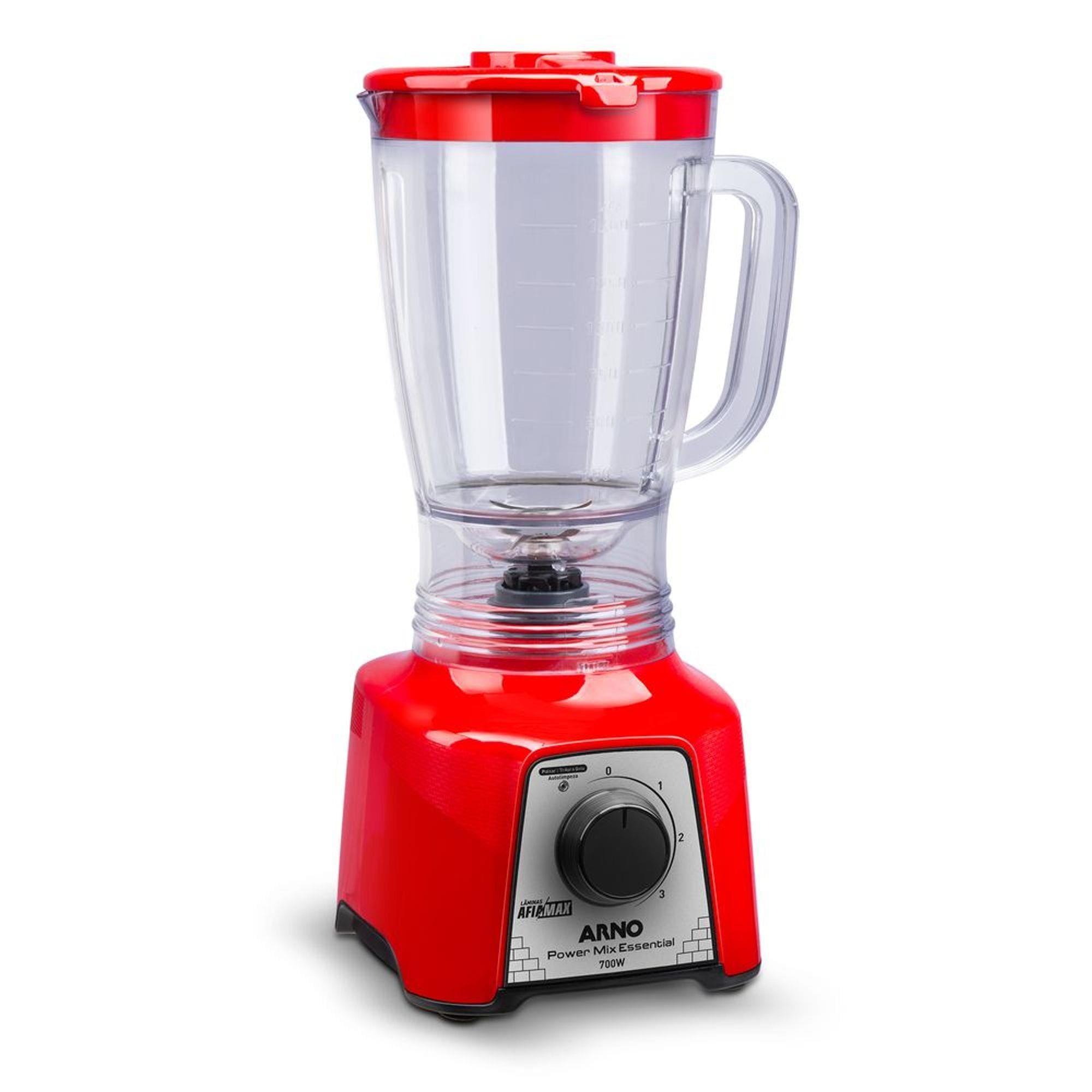 Liquidificador Arno Power Mix Essential Vermelho 700W 3 Velocidades Copo 2,4L Lâminas Afiadas - 110V - 1