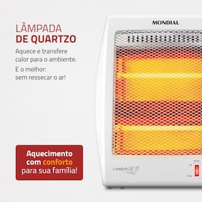 Aquecedor de Ambiente Mondial A16 com Controle de Temperatura – Branco/Cinza