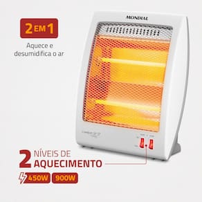 Aquecedor de Ambiente Mondial A16 com Controle de Temperatura – Branco/Cinza