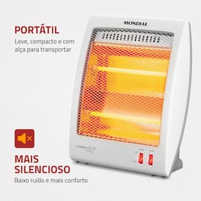 Aquecedor de Ambiente Mondial A16 com Controle de Temperatura – Branco/Cinza