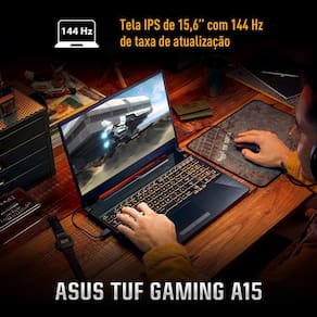 Notebook ASUS TUF Gaming A15 FA506 AMD Ryzen™ 7 7435HS 3.1GHz 8GB RAM 512GB SSD Tela 15.6" 144Hz, KeepOS NVIDIA GeForce RTX 3050