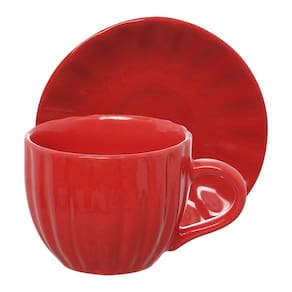 Jogo de Xícaras para Chá Hauskraft Bella com Pires Vermelho 150ml – 4 Peças - 1