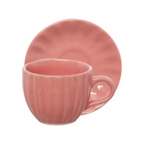 Jogo de Xícaras para Chá Hauskraft Bella com Pires Rosa 150ml – 4 Peças - 1