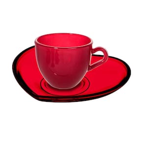 Jogo de Xícaras para Café Hauskraft Heart em Vidro 85 ml Vermelha – 4 Peças - 1