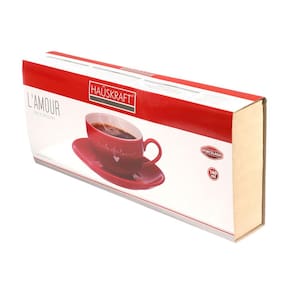 Jogo de Xícaras para Chá Hauskraft L`amour em Porcelana 160 ml Vermelha - 6 Peças - 3