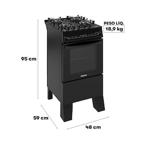 Fogão Itatiaia 4 Bocas Electra Glass Plus com Mesa de Vidro e Acendimento Automático Bivolt – Preto