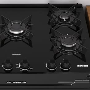 Fogão Itatiaia 5 Bocas Electra Glass Plus com Mesa de Vidro e Acendimento Automático Bivolt – Preto