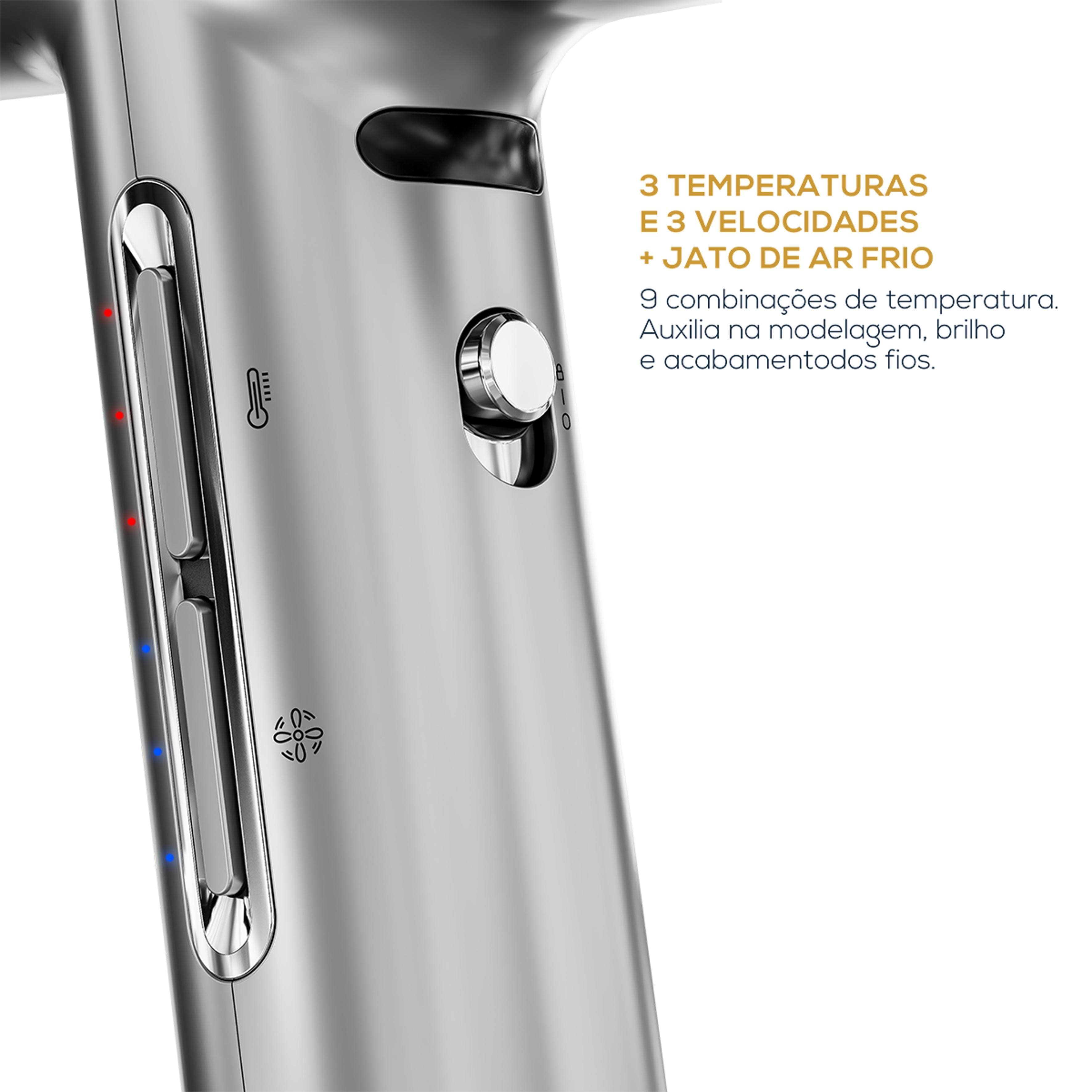 Secador de Cabelos Britânia BSC3400 Mais Silencioso 1600W - Prata - 220V - 3