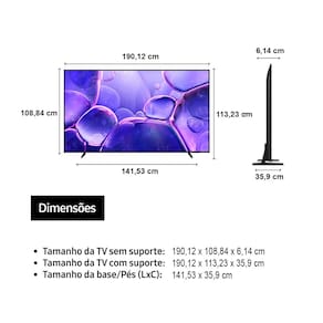Smart TV 85" Samsung Crystal Ultra HD 4K U8600F com Sistema Operacional Tizen, Tecnologia HDR, SmartThings, Xbox Cloud Gaming e Alexa Integrada