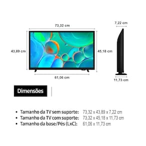 Smart TV 32" Samsung LED HD H5000F com Sistema Operacional Tizen, Tecnologia HDR, PurColor, Som em Movimento Virtual e Central de Segurança Knox