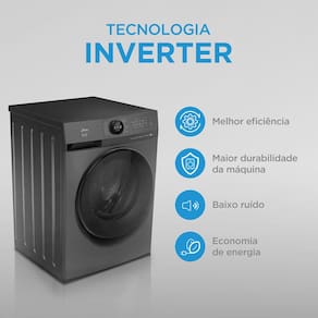 Lava e Seca Midea Slim HealthGuard Smart MF201D110WB/GK Titanium com 14 Programas, Wi-Fi e Compatível com Alexa – 11kg