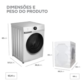 Lava e Seca Midea Slim HealthGuard Smart MF201D110WB/WK Branca com 14 Programas, Wi-Fi e Compatível com Alexa – 11kg