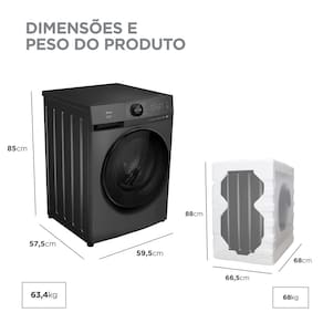 Lava e Seca Midea Slim HealthGuard Smart MF201D110WB/GK Titanium com 14 Programas, Wi-Fi e Compatível com Alexa – 11kg