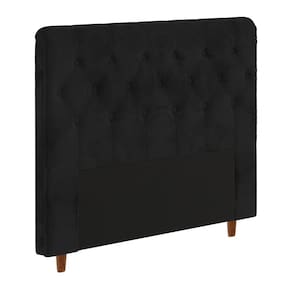 Cabeceira para Cama Box Solteiro Portobel Marcela com Revestimento em Suede - Preto - 1