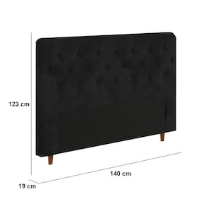 Cabeceira para Cama Box Casal Portobel Marcela com Revestimento em Suede - Preto - 2