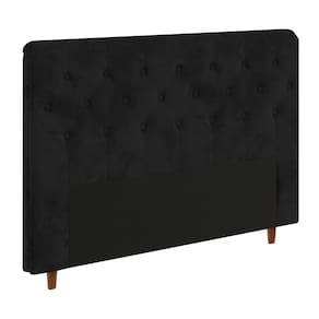 Cabeceira para Cama Box Casal Portobel Marcela com Revestimento em Suede - Preto - 1