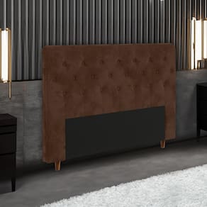 Cabeceira para Cama Box Casal Portobel Marcela com Revestimento em Suede