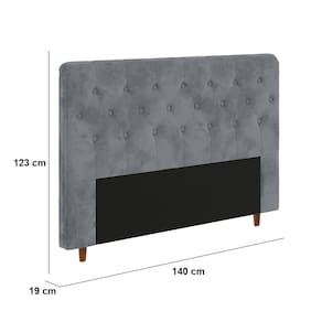 Cabeceira para Cama Box Casal Portobel Marcela com Revestimento em Suede - Cinza - 2