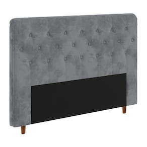 Cabeceira para Cama Box Casal Portobel Marcela com Revestimento em Suede - Cinza - 1