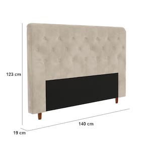 Cabeceira para Cama Box Casal Portobel Marcela com Revestimento em Suede - Bege - 2