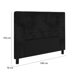 Cabeceira para Cama Box Casal Portobel Amanda com Revestimento em Suede - Preto - 2