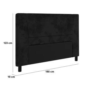 Cabeceira para Cama Box Queen Size Portobel Amanda com Revestimento em Suede - Preto - 2
