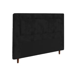 Cabeceira para Cama Box Casal Portobel Cintia com Revestimento em Suede - Preto - 1